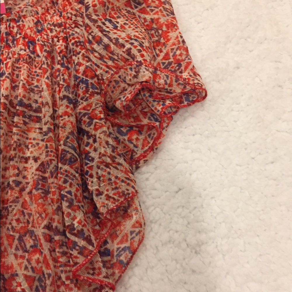 Red/Orange & Blue Aztec Pattern Blouse - Picture 6 of 8